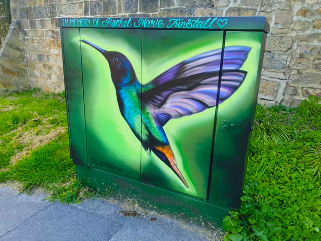 The hummingbird box, painted by Jamie in memory of Rachel