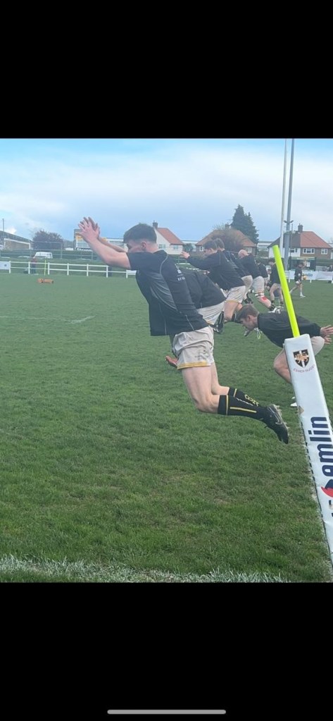 Player jumping mid air during Warm-up